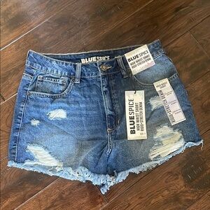 NWT Blue Spice Blue Jean Shorts Distressed Cut-Off Style